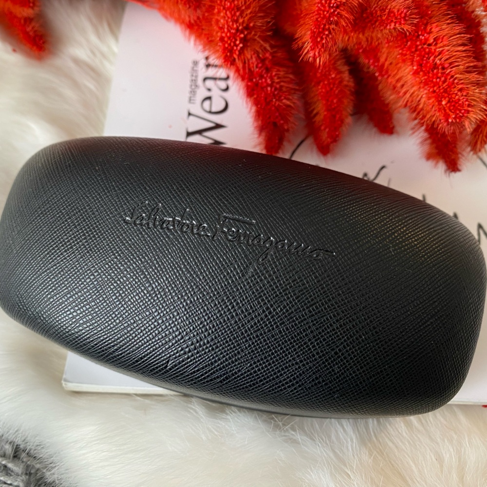 Salvatore Ferragamo Black Textured Eyewear Case